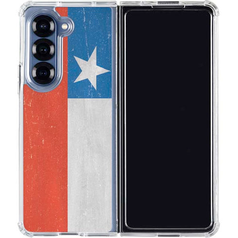 Chile Flag Distressed Galaxy Z Fold6 Clear Case